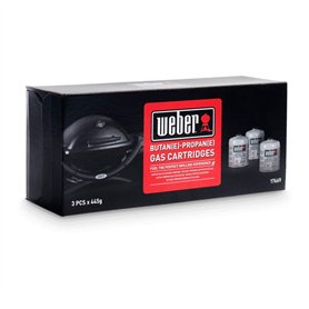 Weber Bouteilles de Gaz - Pack de Cartouches de Gaz 3 x 445g - Minis Bouteilles de Gaz pour Barbecue - Combustible Gaz Butane/Pr