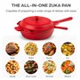 ZUKA Granitestone Poêle à frire profonde en céramique 10 en 1 avec cuiseur vapeur, grande sauteuse avec couvercle, poêle à frire