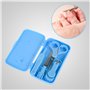 Econtal Bébé Soin des Ongles, Set 4-en-1 BLEU, Coupe-Ongles, Ciseaux à Ongles, Lime à Ongles, Pincettes | Toilettage Nouveau-né,