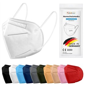 TubeRoo Lot de 5 masques FFP2 blancs fabriqués en Allemagne