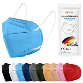 TubeRoo FFP2 Lot de 10 masques respiratoires en Allemagne - Fabriqués en Allemagne - Avec boucles d'oreilles rondes et souples