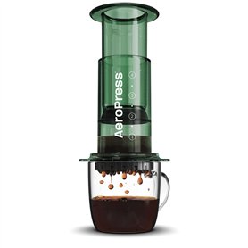 AeroPress Cafetière Clear Verte – Méthode 3 en 1 combinant cafetière à piston et espresso-style – Café corsé sans amertume – Pet
