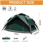 Tente de camping instantanée automatique pour 2 à 3 personnes, double couche coupe-vent et imperméable, tente de nuit adaptée po