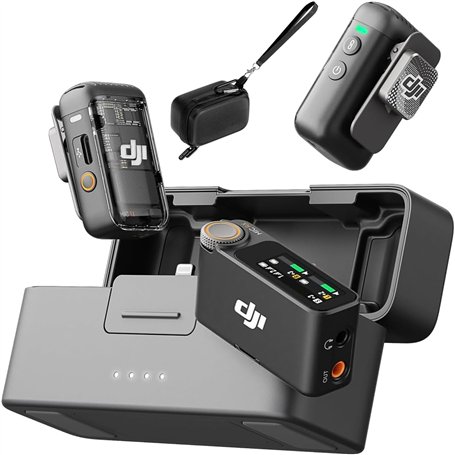 DJI Mic 2 (2 émetteurs + 1 récepteur + station de charge) avec poche