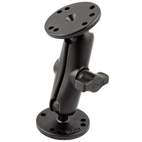 RAM Mount Double Socket Arm W/ 2 2.5" Round Bases
