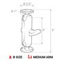 RAM Mount Double Socket Arm W/ 2 2.5" Round Bases