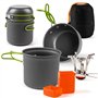 Réchaud de Camping et Casserole - Cuisinière Portable de randonnée avec brûleur à gaz Propane et Butane pour Bouteille de gaz à