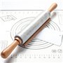 Tera Rouleau à Pâtisserie en marbre Blanc Poignées en Bois Cuisinier et pâtissier avec Base en Bois - 47cm Cadeau pour la Fête d