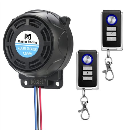 Rupse Système d'Alarme Moto Alarme de Vibration Étanche Antivol à Distance sans Fil avec Double Télécommande en Métal Sensibilit