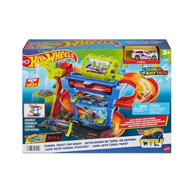 Hot Wheels Let’s Race Netflix - City Le Tunnel de Lavage Coffret Circuit avec 1 véhicule Color Shifters à l’échelle 1/64