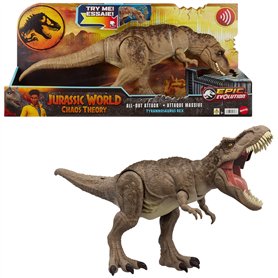 Mattel Jurassic World: La théorie du chaos Netflix - Tyrannosaure Attaque Impitoyable Figurine articulée de dinosaure avec attaq