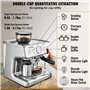 VEVOR Machine à Expresso avec Broyeur, Cafetière Expresso Semi-automatique 15 bars avec Mousseur à Lait, Réservoir d'Eau Amovibl