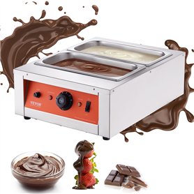 VEVOR Tempéreuse à Chocolat Commerciale 1500 W Bain-Marie Électrique pour Chocolat 2 Cuves de 3