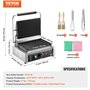 VEVOR Grill Électrique 2200 W, Presse à Panini Commercial en Inox, Appareil à Sandwich avec Contrôle de la Température et Plaque
