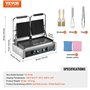 VEVOR Presse Panini Commercial, Grill Électrique 3600 W en Inox, Double Plaque de Pression, Appareil à Sandwich avec Contrôle de