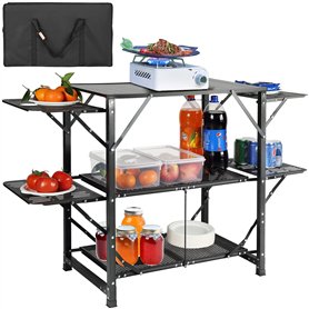 VEVOR Cuisine de Camping 126 x 46 x 81 cm Table de Camping Pliable Structure en Alu avec 4 Tables d'Appoint Meuble de Cuisine av