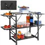VEVOR Cuisine de Camping 126 x 46 x 81 cm Table de Camping Pliable Structure en Alu avec 4 Tables d'Appoint Meuble de Cuisine av