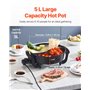 VEVOR Appareil à Fondue Chinoise Shabu Shabu 5 L, Marmite Électrique 1360 W, avec Séparateur Double Saveur et Couvercle en Verre
