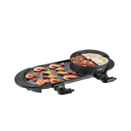 VEVOR Appareil à Fondue Chinoise Shabu Shabu avec Gril 2-en-1