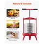 VEVOR Pressoir à Fruits Manuel 14 L, Presse à Vin Panier en Acier Inoxydable, avec Poignée en T et Structure Triangulaire, Press