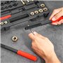 VEVOR Kit Outils à Restaurer Les Filetages Abîmes 49PCs, Tailles UNC, UNF et Métriques, 22 Tarauds, 24 Filières, 3 Limes à Filet