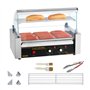 VEVOR Rouleau à hot-dogs, 7 rouleaux, machine à griller les saucisses en acier inoxydable avec double contrôle de température, 1