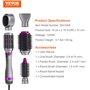 VEVOR Brosse Sèche-cheveux 5 en 1 Styler Multifonction Professionnel Ionique 1200 W, avec 3 Réglages de Chaleur, 3 Brosses, 2 Bu