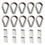 Veda® Lot de 10 cosses de câble en acier inoxydable V4A avec œillet et 10 pinces de serrage en aluminium 4 mm Câble Embouts de 4