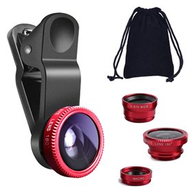 KINGMAS Kit Objectif 3 en 1 Universel fisheye et Macro pour iPad