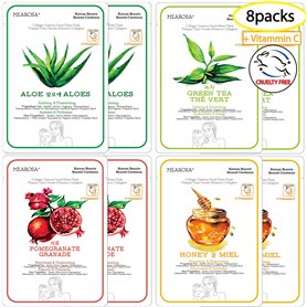 MEAROSA Masque facial en feuille Korean SkinCare de qualité supérieure Vitamine C Collagène Essence peau sensible (paquet de 8 f