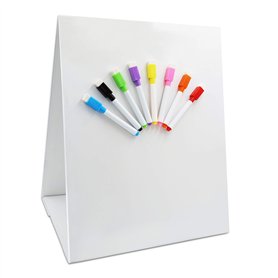 Chevalet de table magnétique et tableau blanc avec Bonus 8X marqueurs d’effacement à sec. Double face et autoportant (32 x 41 cm
