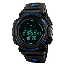 Montre numérique de sport militaire pour homme avec boussole de survie étanche jusqu'à 50 m