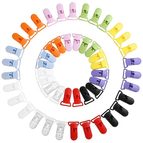LIHAO Pince à Sucette Bretelle Attache Clip en Plastique - Lot de 50 pièces