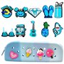 MKKZLPN Silicon Pen Sac Trousse à stylos en Silicone étanche pour étui de Grande capacité Sac à Crayons École avec Charmes de Ch
