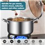 HEKOBAG Marmite Inox Induction de Diamètre 17cm, 3,5L Faitout Inox, Casserole avec Couvercle en Verre avec Éponge à Vaisselle, C