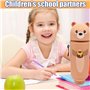 GDFJBG Trousse Ecole 2 en1 en Silicone Souple - Kawaii, Ours Porte-Plume, Fermeture Eclair en Silicone, Pochette de Stylo, avec 