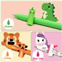 YNOUYRS Trousse Ecole 2 en1 en Silicone Souple-Set thème animalier stylos à encre gel effaçables,Kawaii Porte-Plume,stylo gel No