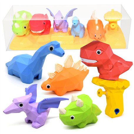 EPXOIQC Lot de 5 Mini Dinosaures Pistolets à Eau Jouet Pistolet à Aeau Dinosaure Jouet Aquatique Pistolet a Eau Dinosaure Eau En