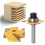 Gasea 8mm Jeu de Forets de Toupie à 3 Ailes Réglables Router à Rainure Bits Fraise à Bois Mèche de Menuiserie Routeur T Forme Av