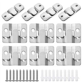 KINDPMA 10 Paires [20 pack] Support de Montage Dissimulé Encastré Connecteur de Meubles Boucle Quincaillerie Murale en Acier Ino