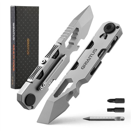 GIRIAITUS Multi-Outils EDC avec Tournevis à Cliquet Bidirectionnel et Stylo Éternel