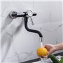 ONECE Robinet de Cuisine Mural Noir, Mitigeur Evier Pivotant à 360°, Robinetterie Encastré Monocommande En Acier Inoxydable 304,
