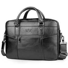SPAHER Sacoche Ordinateur Homme Cuir Cartable Homme Cadeau Homme 15.6 Pouces Porte Document Homme Cuir Sac à Main Sac Bandoulièr