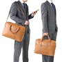 SPAHER Sacoche Ordinateur Homme Cuir Cartable Homme Cadeau Homme 15.6 Pouces Porte Document Homme Cuir Sac à Main Sac Bandoulièr