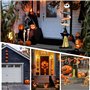 Décorations de balai de sorcière éclairées, décorations de sorcière lumineuses pour Halloween - Panneau de jardin d'Halloween il