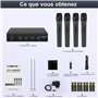 Phenyx Pro Système de Micro sans Fil, micros sans Fil VHF 4 canaux, avec 4 Microphones dynamiques Portables, récepteur en métal,