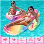 Popolic Bouée Piscine Chaise Adulte Flottant Hamac Gonflable Hamac Flottant Piscin Recliner Matelas avec Repose-Pieds et Dossier