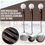 XRPRPX Ensemble de Spatules et Louches pour Wok, Spatule Wok, Louche et Écumoire avec Long Manche en Bois, 3PCS Ustensiles de Cu