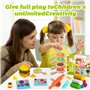 Qintora Set de Pâte à Modeler pour Enfants, 21 Pièces Accessoires et Outils de Modélisme, Machine à Burger,6 Pots de Pâte à Part