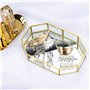 Plateau Miroir Boîte à Bijoux, Decoratif Plateau de Rangement en Verre en Métal Doré Vintage Plat Service pour Décoration de Sal